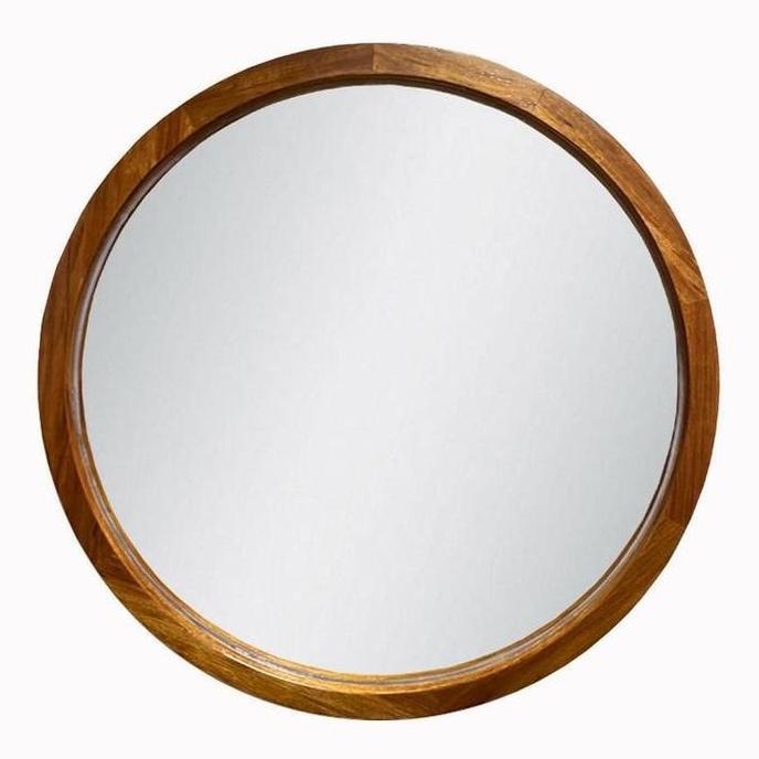 Aesthetic Mirror, cermin dinding bulat, cermin gantung kayu jati asli, jati jepara LA