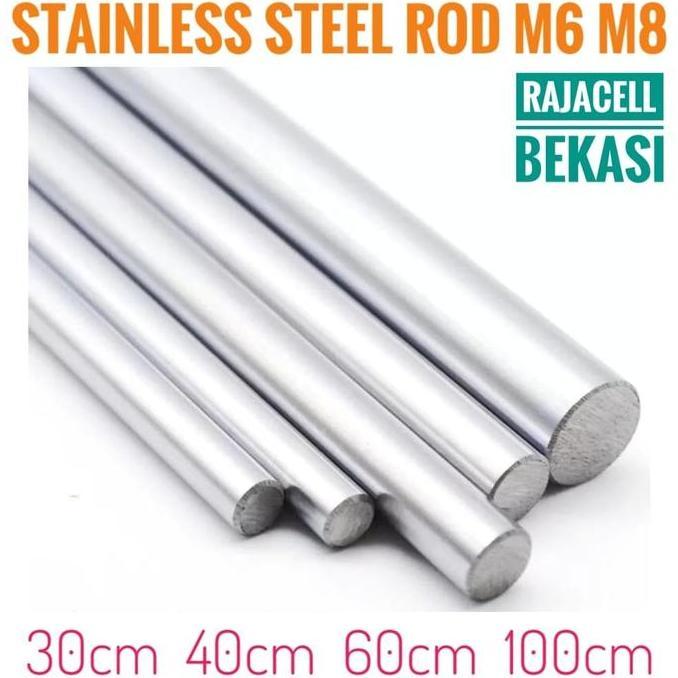 tefilaah - besi smooth rod as shaft cnc stainless steel roundbar m6 6mm m8 8mm
