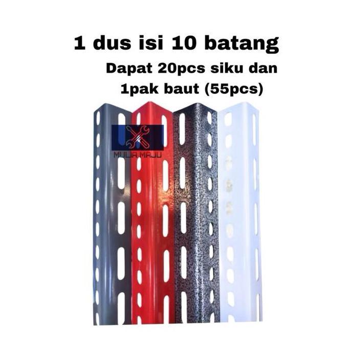 tefilaah - 1dus isi 10batang siku lubang besi 1.3mili siku lubang/rak siku lubang perbatang 3meter p