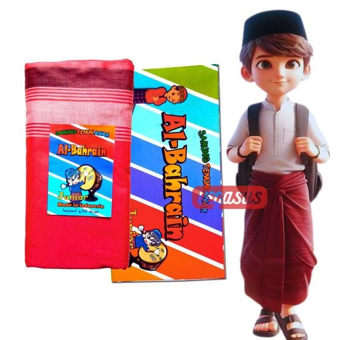 Colkid- Al-Bahrain Sarung Anak Laki Junior Sd Smp Kain Tenun Al Bahrain Ukuran 90X108Cm Muslim Koko 