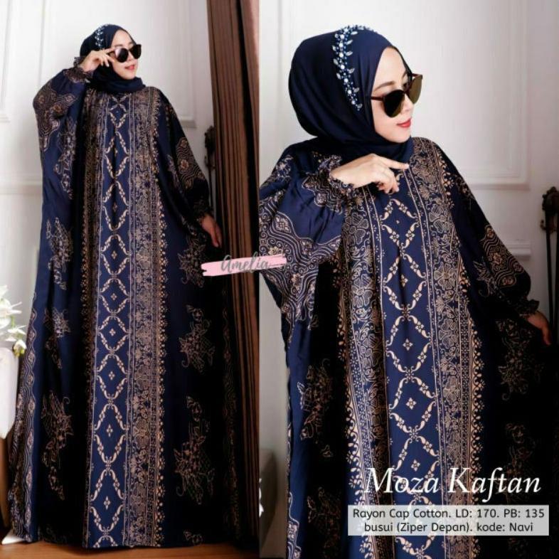 CUCI GUDANG TERBARU MOZA KAFTAN UNIQUE ORI JUMBO BUSUI RESLETING DEPAN RAYON GRADE A BISA COD