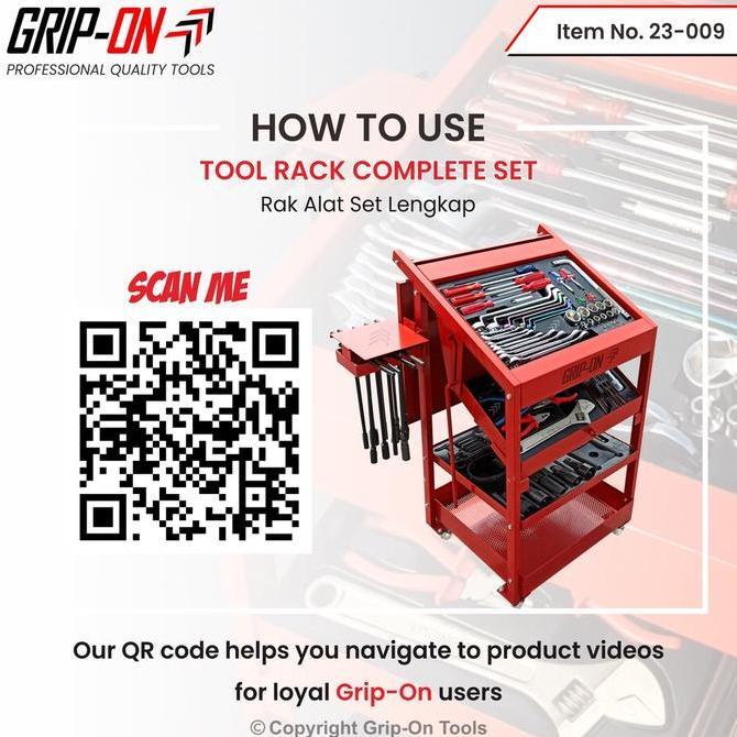 Grosir Grip-On Tool Rack Complete Set Rak Alat Bengkel Lengkap + Isi Alat Perbengkelan Dasar Komplit
