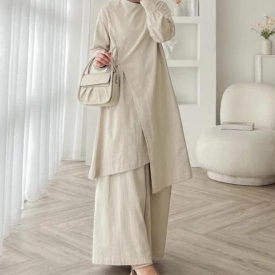 Grade Ori Samira Set / One Set Wanita Hijab / Set Tunik Kekinian Polo Linen