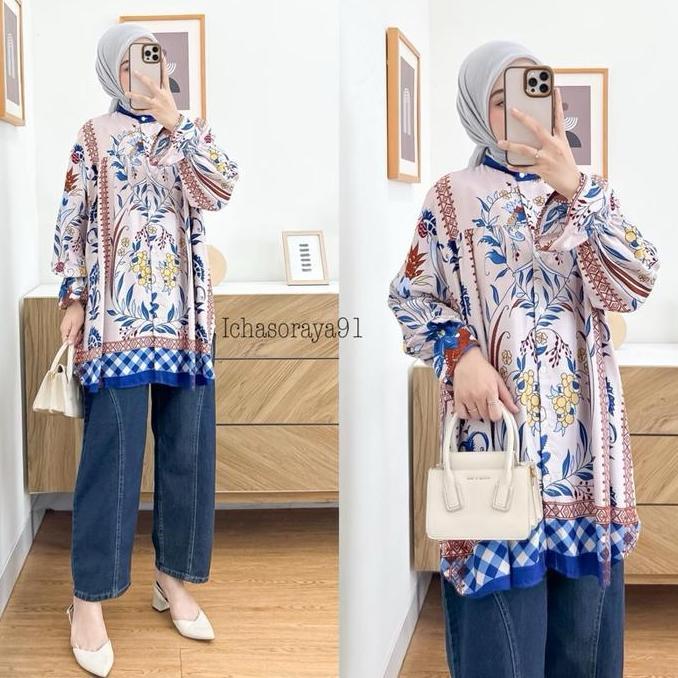 Topyoux- Balena Tunik Rempel Bahan Rayon Premium
