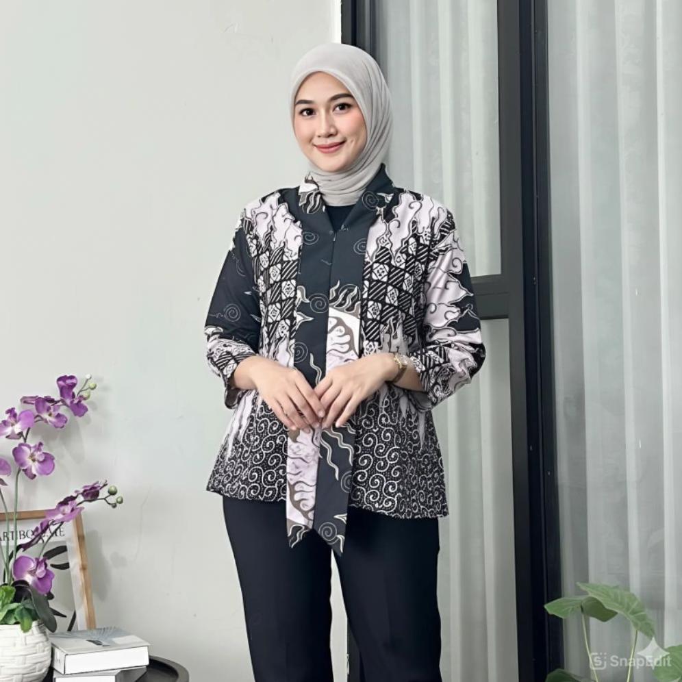DISKON BLOUSE ATASAN BATIK WANITA BLUS BATIK BLARAK PANCAL