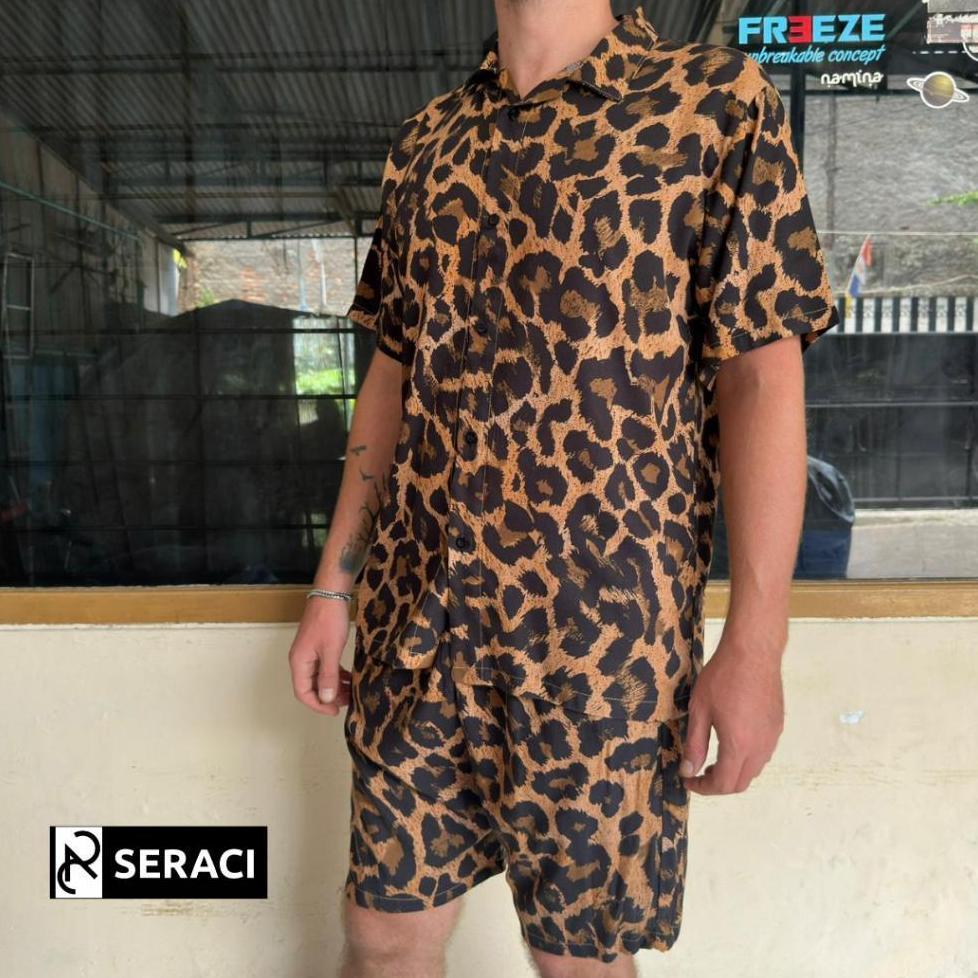 Murah  Murah Seraci - One Set Kemeja Pria Dan Wanita Setelan Celana Pendek Hawaii Daily Outfit Panta
