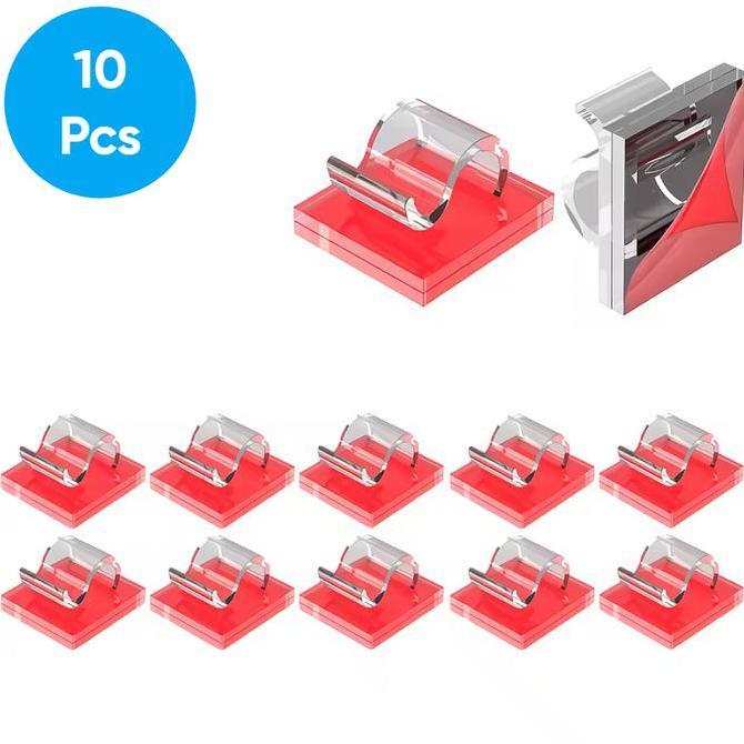 SENEZA 10Pcs Klip Klem Clamp Kabel Plastik Tempel Cable Clip Desk Organizer Tanpa Paku