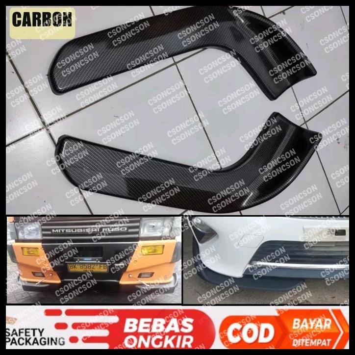 TERBARU WINGLET LIPS BUMPER DEPAN HITAM CARBON MOBIL UNIVERSAL AVANZA XENIA INNOVA AGYA ERTIGA XL7 B