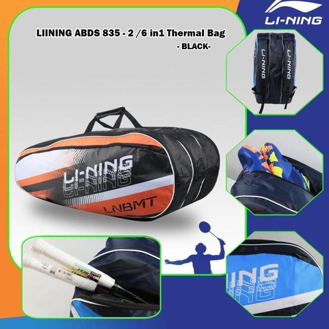 Promo Tas Badminton LINING 3R 3 Resleting ABDS 835 837 ABDS835 ABDS837 RANSEL JINJING Original Disko