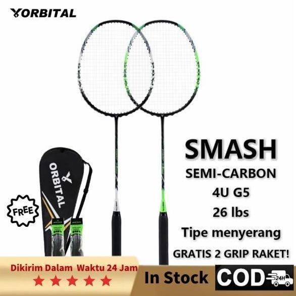 Promo 2025 NEW ORBITAL SMASH 2025 Paket Raket Bulutangkis 2PCS Full Carbon 4U G5 Tipe Menyerang 24 L