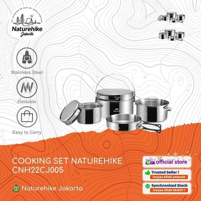 Terlaris Cooking Set / Nesting / Panci Stainless Camping Naturehike Nh22Cj005