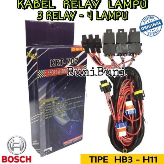 Lansungkirim- Kabel Relay Bosch Komplit Untuk Lampu H11 - Hb3 Tipe 3 Relay 4 Lampu Original
