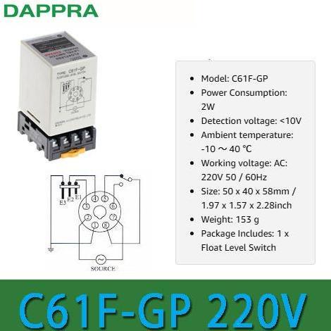 Lansungkirim- C61F-Gp C61F Gp Ac 220V Floatless Level Relay Dangan Socket Sd22