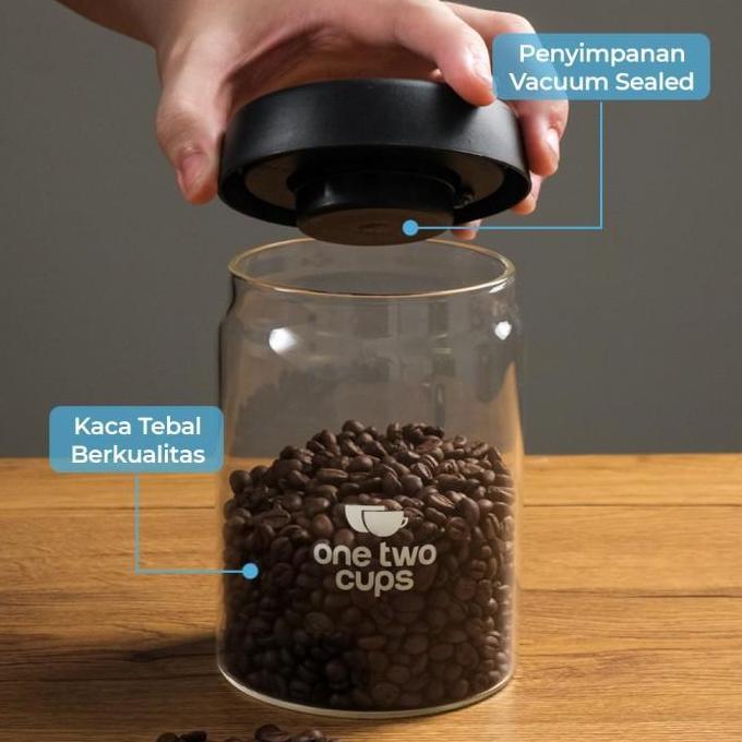 Instancodbisa- Toples Kaca Kedap Udara 900Ml 1200Ml 1800Ml Jar Vacuum Bening Tempat Penyimpanan Bean