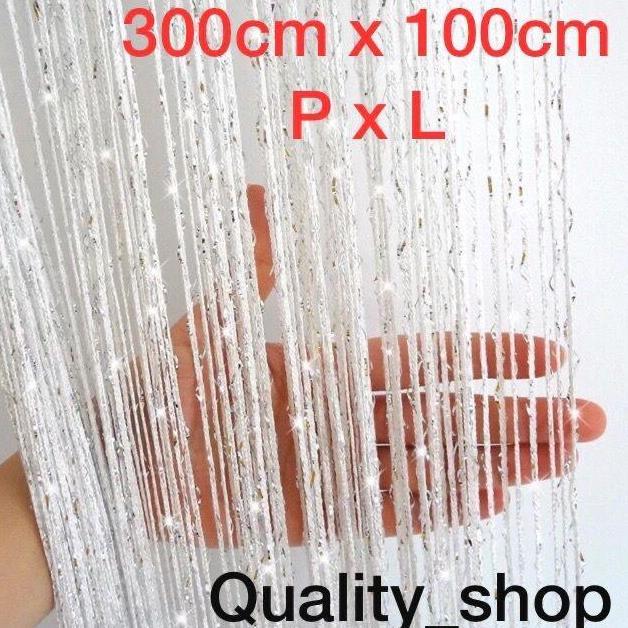 Instancodbisa- Tirai Benang Putih Gliter 3Meter X 1Meter