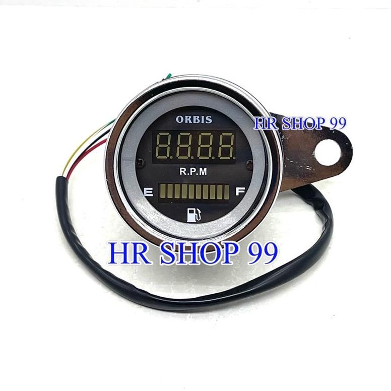 Promo  Speedometer Digital Plus Ampere Bensin Bulat 2In1 - Rpm Digital - Amper Bensin Digital Bulat