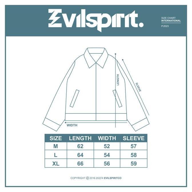 Boywings- Evilspirit Work Jacket -  Liora Black Unisex Jaket Zipper Vintage Panjang Bordir Custom Le