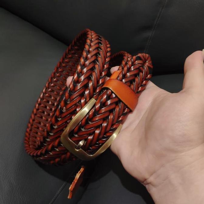 Ikat Pinggang Pria Kulit Asli Anyam