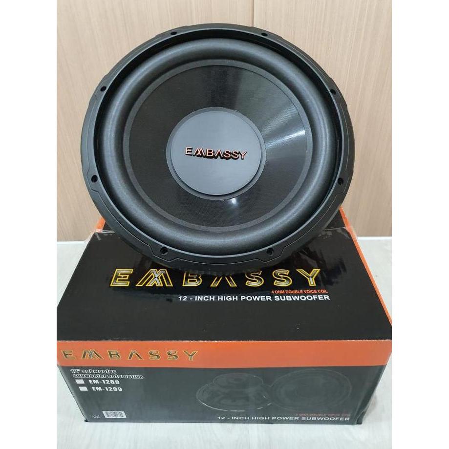 Instancodbisa- Embassy Subwoofer Em-1289 Double Coil Speaker Audio Mobil 12-Inch High Power Subwoofe