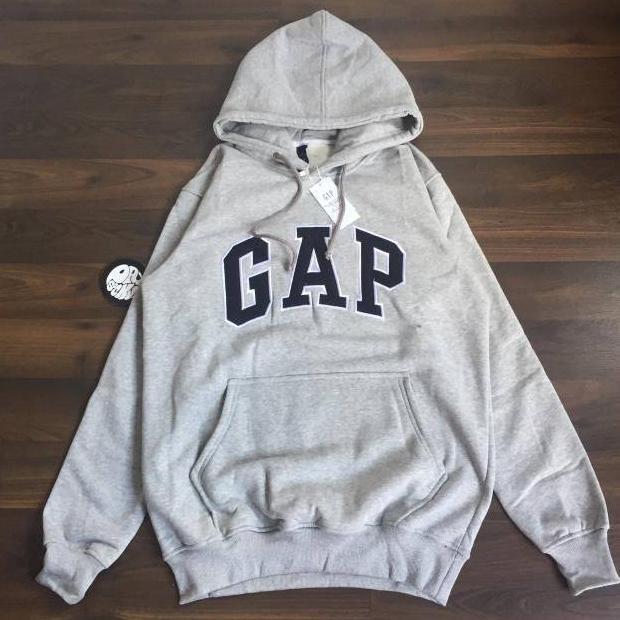sale GAP Hoodie Sweater - Jaket GAP Abu Teks Bordir Bahan Tebal Premium Ukuran M sampai XXL