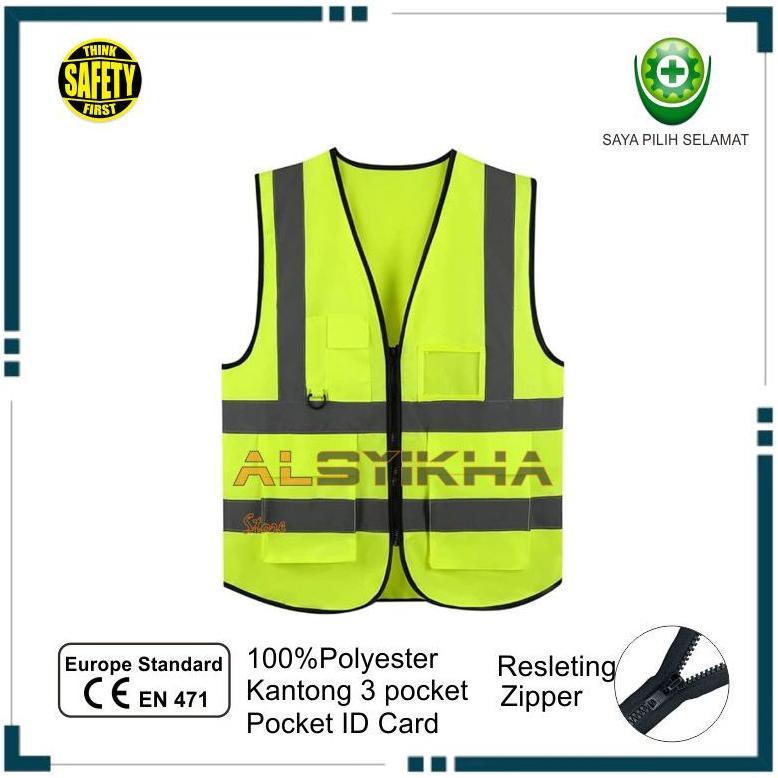 HOT SALE Rompi Safety Proyek KANTONG Resleting Rompi Safety Proyek ID Holder Rompi reflektif