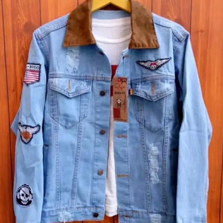 BEST DEALS JACKET JEANS BOMBER DENIM RESELLETING ATASAN PRIA JEANS COWOK KUPLUK EMBELEM COD