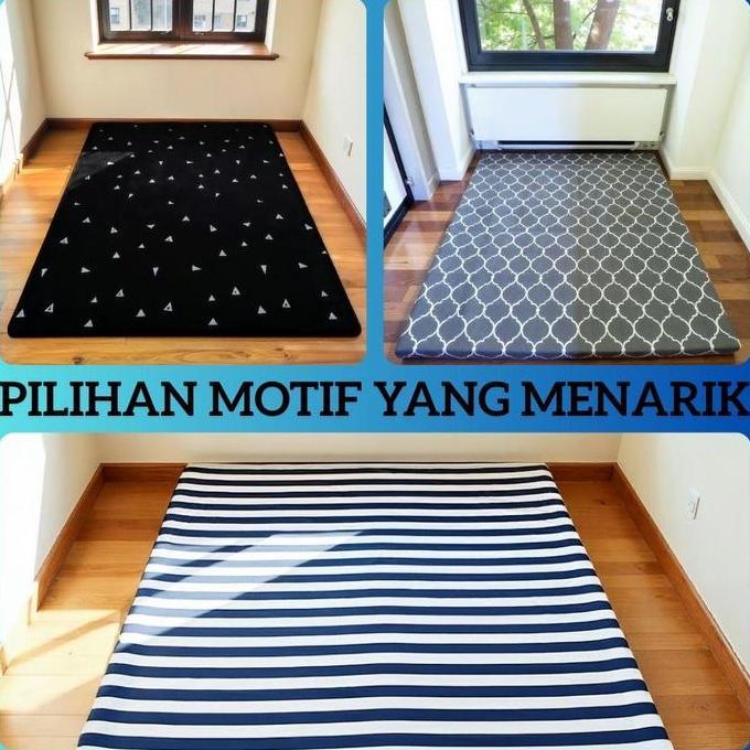 BsHomeDecore - Kasur Lipat Gulung 200x150x4cm Surpet Katun Busa Lantai Motif New Minimalis