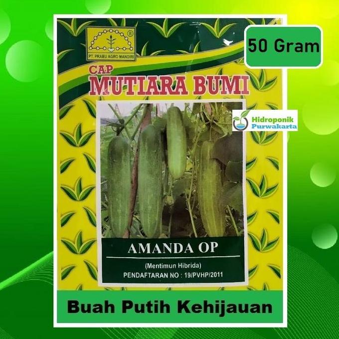 Indah- Benih Timun Mentimun Ketimun Amanda Cap Mutiara Bumi Tipe Putih Kehijauan Isi 50 Gram