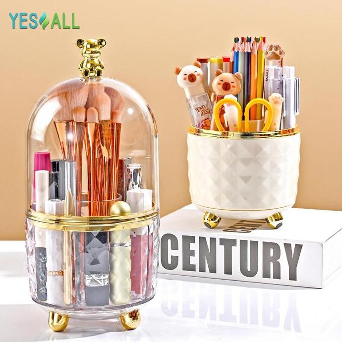 Instancodbisa- Yesall Rak Makeup Kosmetik Crystal Transparan Aesthetic Rak Kosmetik Putar 360 Deraja