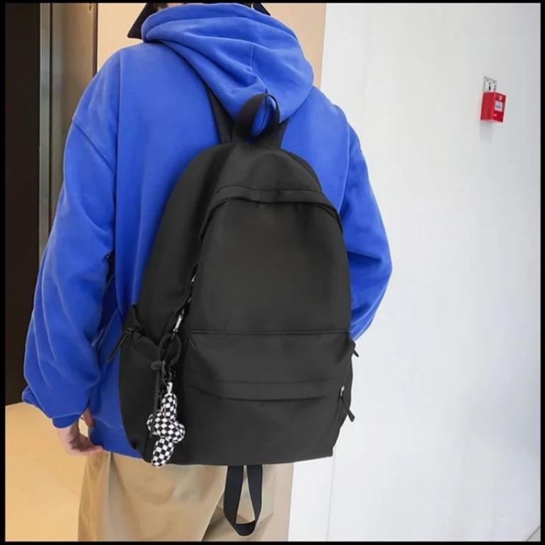 exclusive tas ransel sekolah sd smp cowok cewek polos hitam stylish simpel termurah bisa cod bayar d