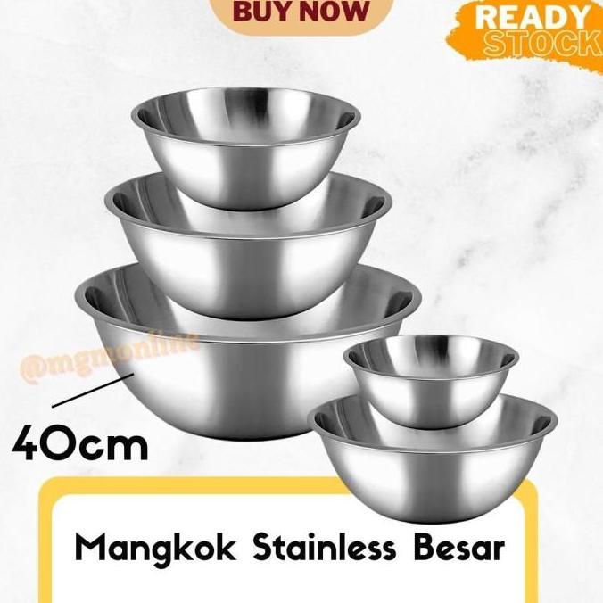Bestone- Baskom stainless 40CM TEBAL mangkok Mixing Bowl Jumbo