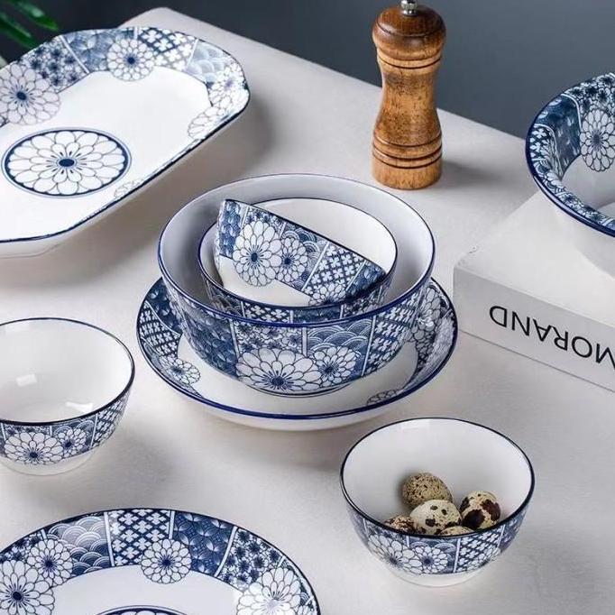 Bestone- Piring Keramik Jepang Motif Blue Dream