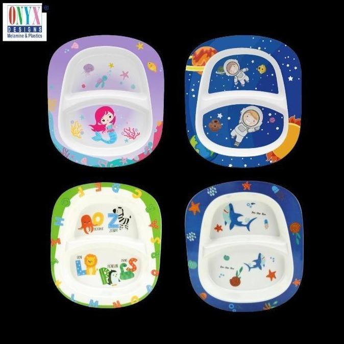 Bestone- PIRING MAKAN ANAK 9" SEKAT MELAMINE ONYX / PIRING BABY KARAKTER LUCU