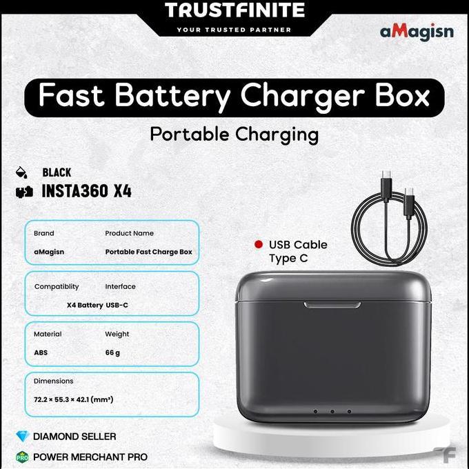 aMagisn Fast Charger Box for Insta360 X4 / Charger Box Baterai Insta 360 X4