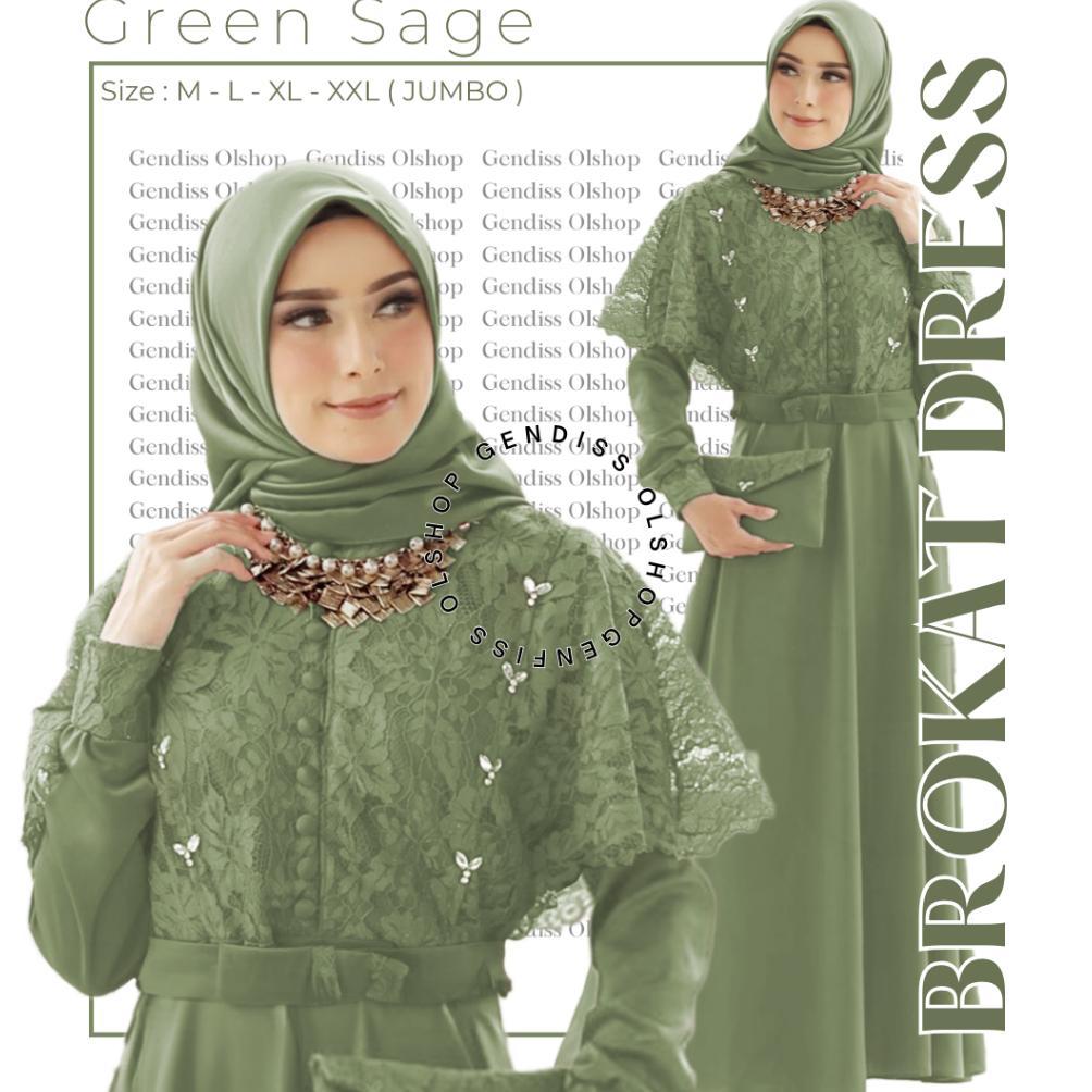 FREE ONGKIR DRESS NADINE BROKAT PREMIUM || SAGE MINT DAN SAGE HIJAU SAGE JOTUN HIJAU MINT DAN SAGE O