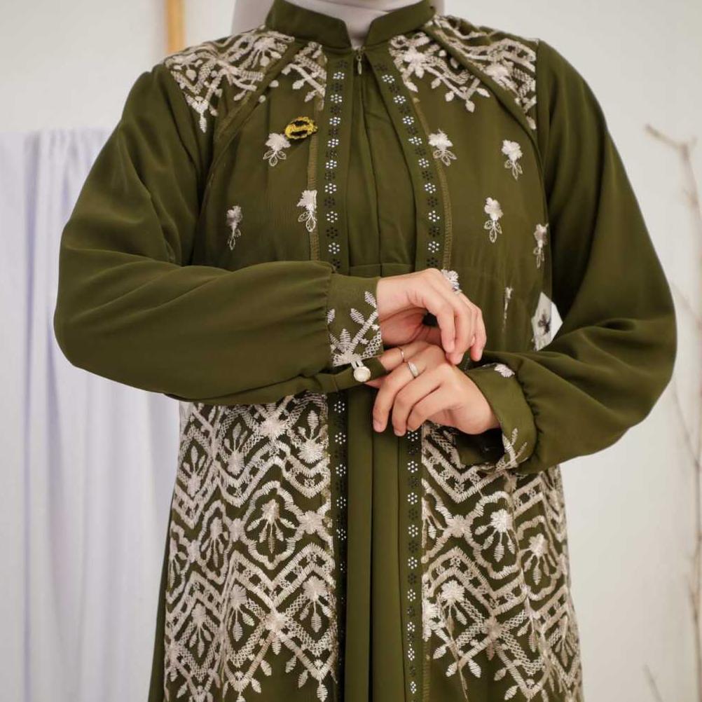 FREE ONGKIR AMANDA DRESS CERUTI BRUKAT DOUBLE LAYER  GAMIS FASHION MUSLIM KONDANGAN BY HALLOVIN