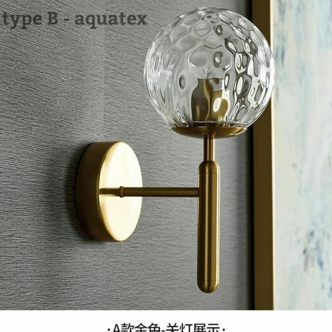 lampu dinding gold kaca modern minimalis