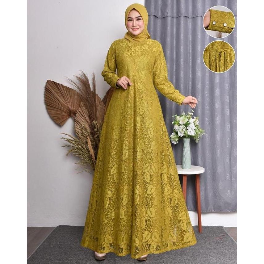 DB37 - [TERMURAH ] `Baru` Gamis Soraya Dress Brukat Full Remaja Dewasa Wanita Fashion Pesta Kondanga