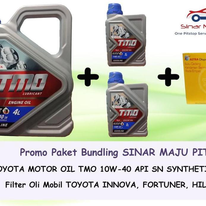 Paket Oli Mobil TMO 10W-40 ISI 6 LITER & Filter Oli MOBIL TOYOTA INNOVA & FORTUNER BENSIN