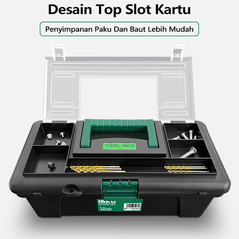 Premium Isku Tool Box Mini 12 Inch Kotak Perkakas Kecil Plastik Besi Tahan Karat Kotak Alat Multi