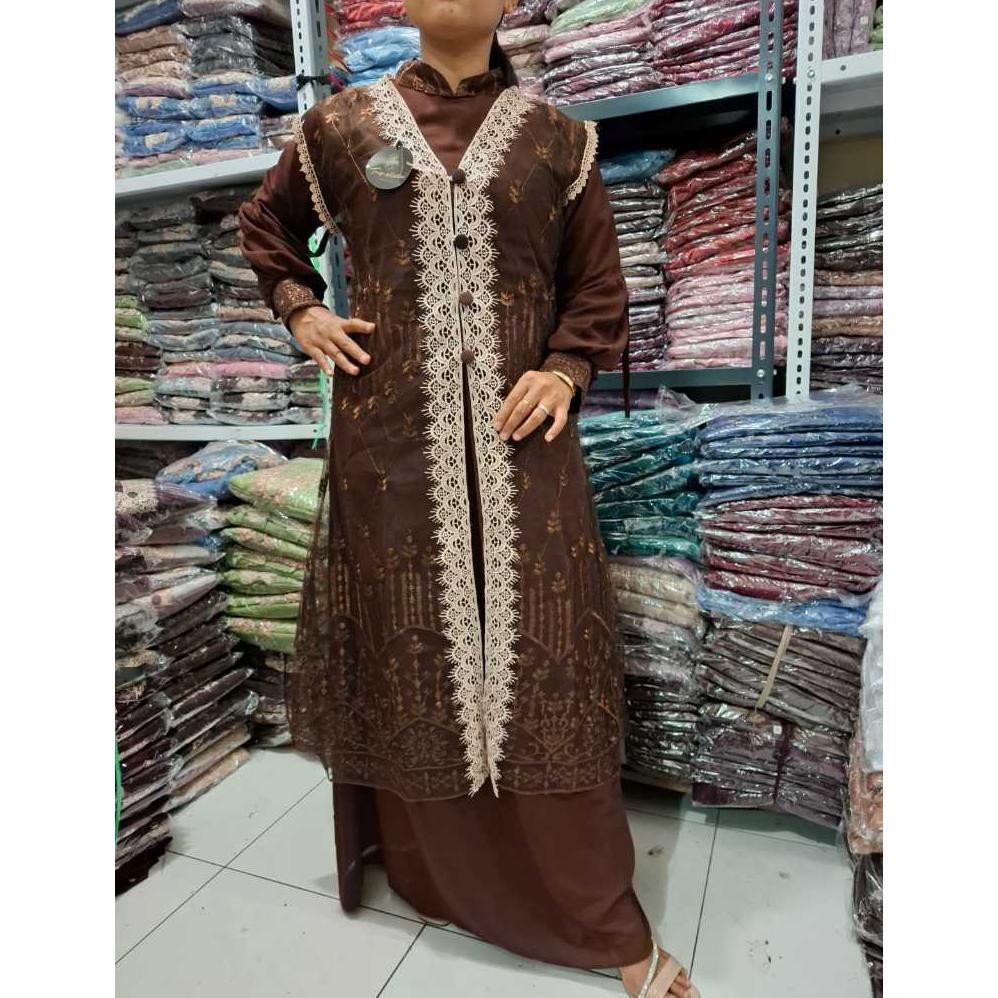 BEST SELLER GAMIS ABAYA PUTIH BUNGA AZIZAH DRESS BAHAN CERUTY BABY DOLL MIX BROKAT FULL PURING GAMIS