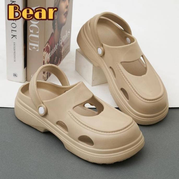Terpopuler- Bear 2025 Sepatu Sandal Wanita Permata Platform Sandal Slop Cewek Size 36/37 - 40/41 Jel