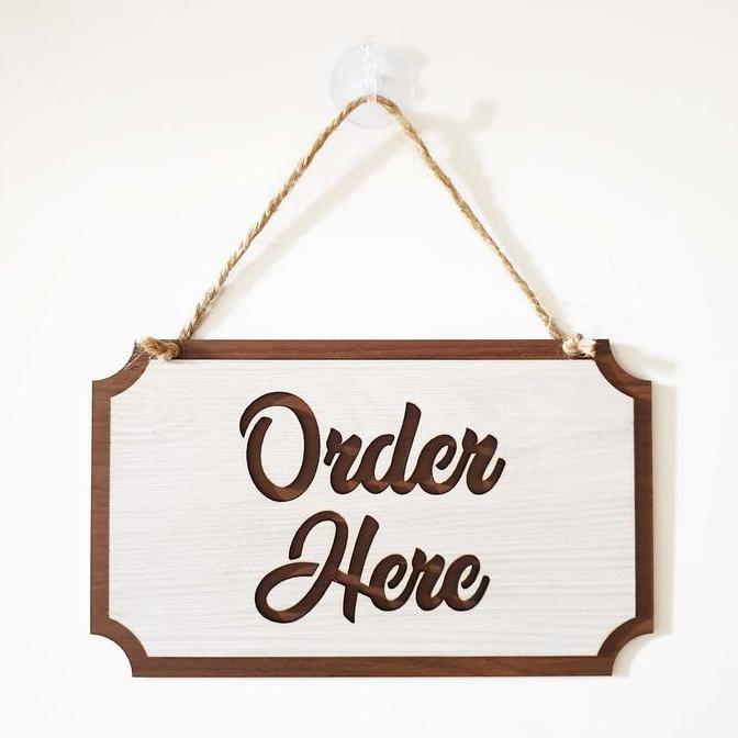 Instancodbisa- Gantungan Sign Cafe / Resto - Order Here Kotak