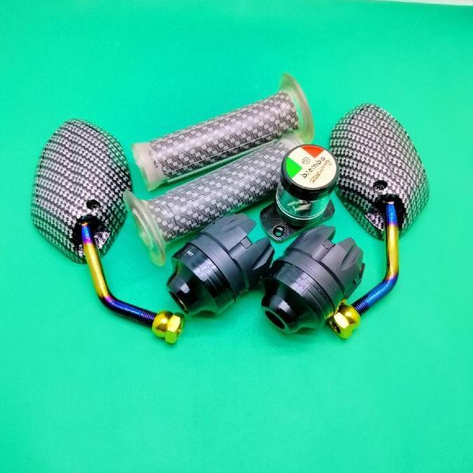 DI74 - paket Honda beat spion beat mini twotone - hangrip karbon+jalu as roda+ Stempel kaca cnc vari