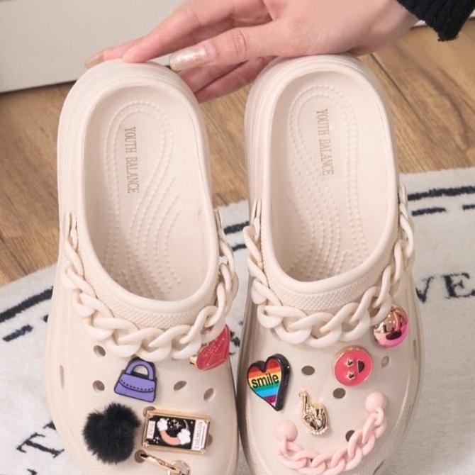 Terpopuler- Sepatu Sandal Wanita Premium Jeihun Hels Empuk Ringal Lentur Jelly Karet