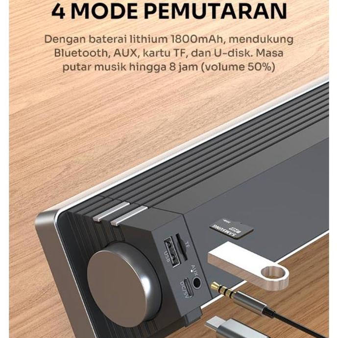 promo SoundBar ROBOT RB680 RGB Bluetooth Speaker Super Bass Powerful Stereo