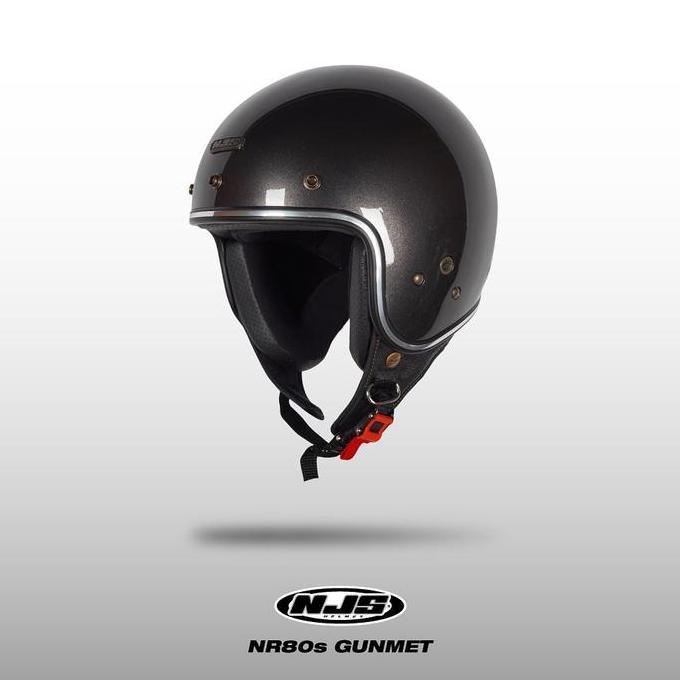 Cod,Bisa- Njs Nr80'S Solid List Chrome -Helm Retro | Helm Njs | Njs Retro | Retro | Njs Nr80S | Nr80