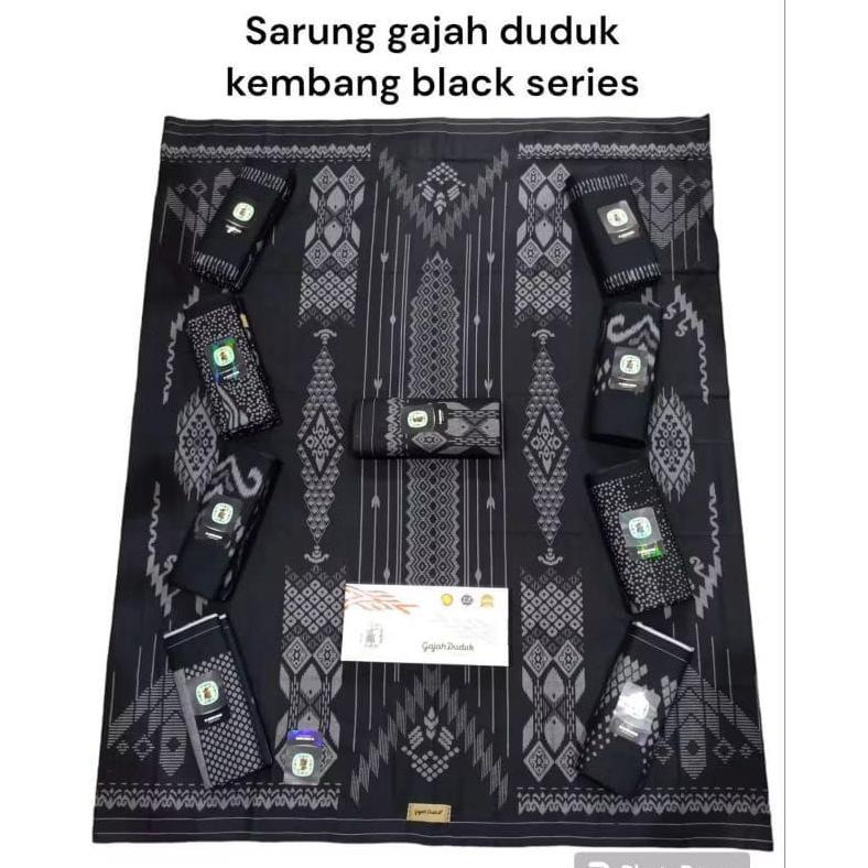 PREMIUM SARUNG GAJAH DUDUK ASIA KEMBANG BLACK SERIES/ KHUSUS HITAM