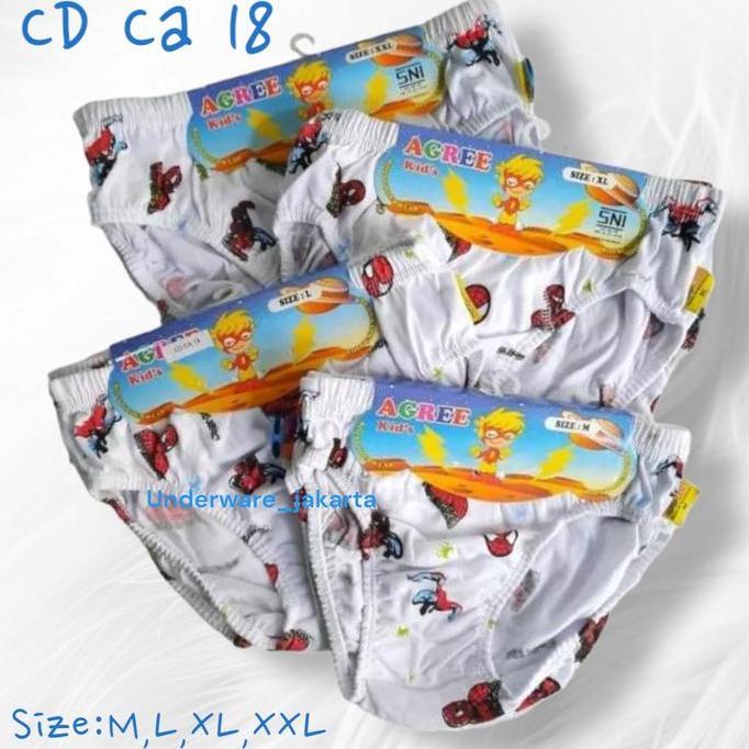 Instancodbisa- Fashion Agree Kids Ca 18 Lusinan Celana Dalam Anak Agree Ca18 Bahan Katun Motif Spide