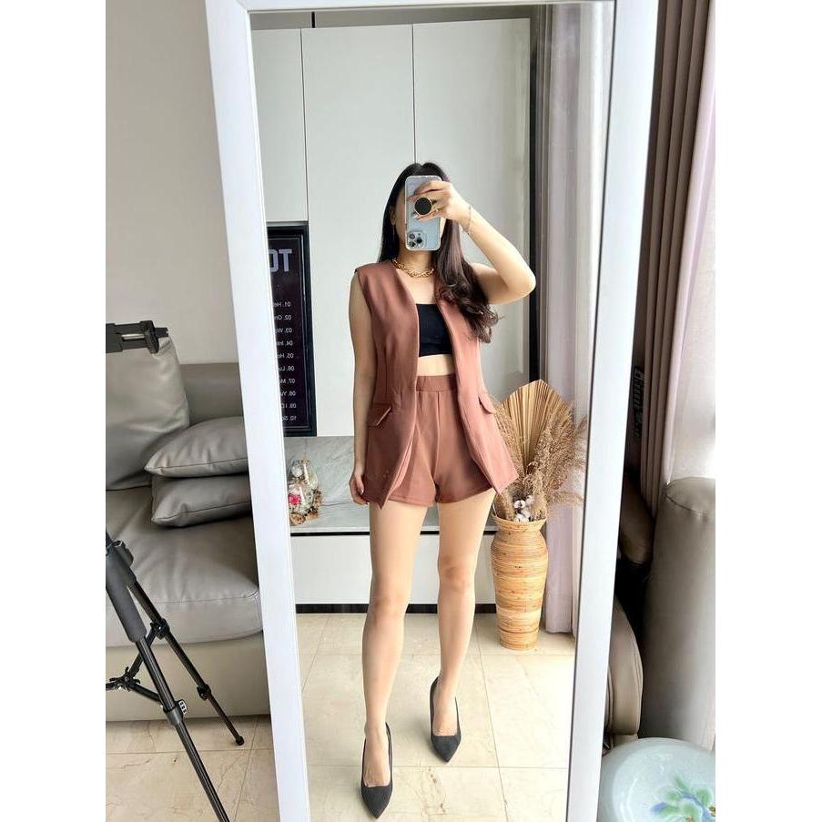 Terpopuler- Set Wanita Blazer+Celana 3843_Mv Fit Celana Setelan  Scuba Setelan Blazer Scuba Baju Kul